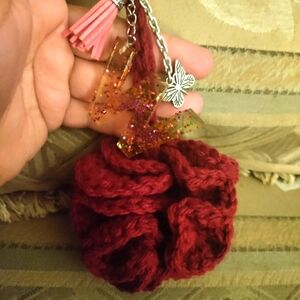 Handmade Crochet Puff Key Ring with Resin Initials